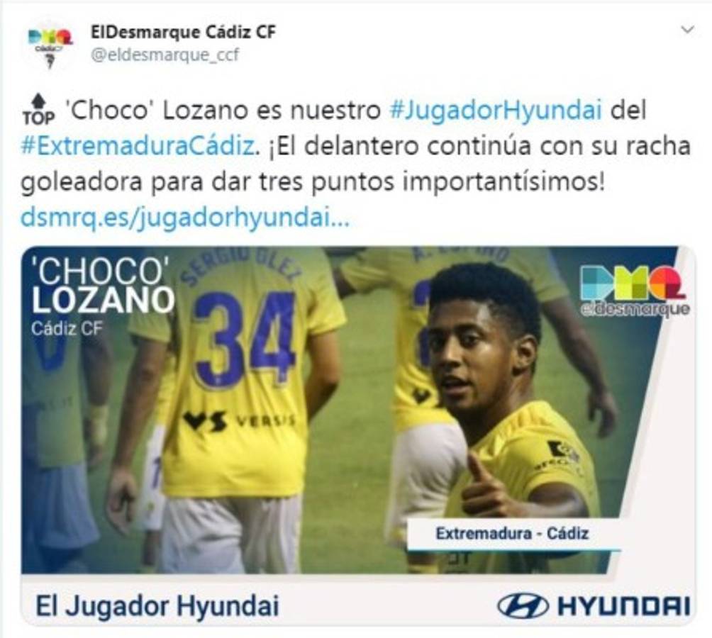 La prensa española se rinde al Choco Lozano tras su gol: 'Está dulce, acerca al Cádiz a Primera'