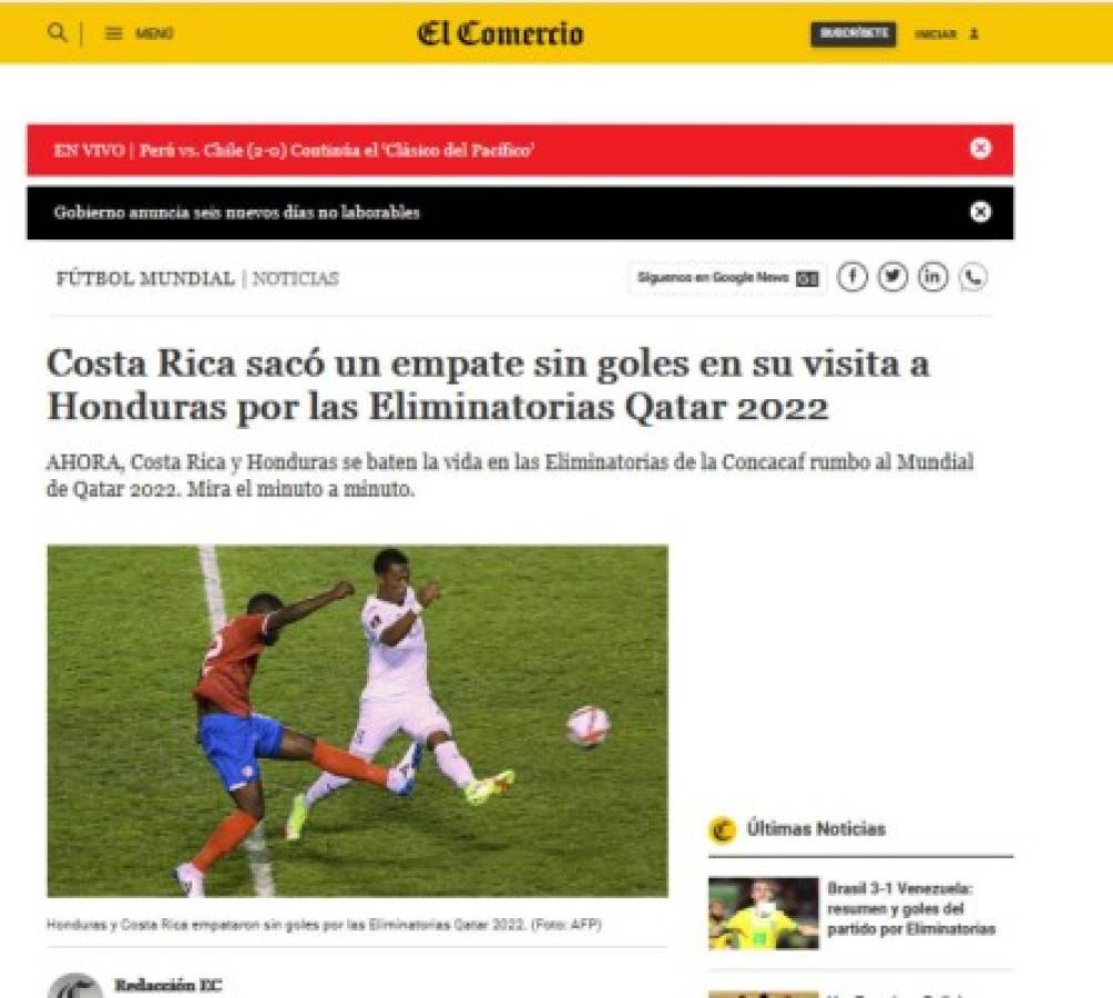 San Keylor, tibio empate y sufriendo: Lo que dice la prensa de Costa Rica del empate con Honduras