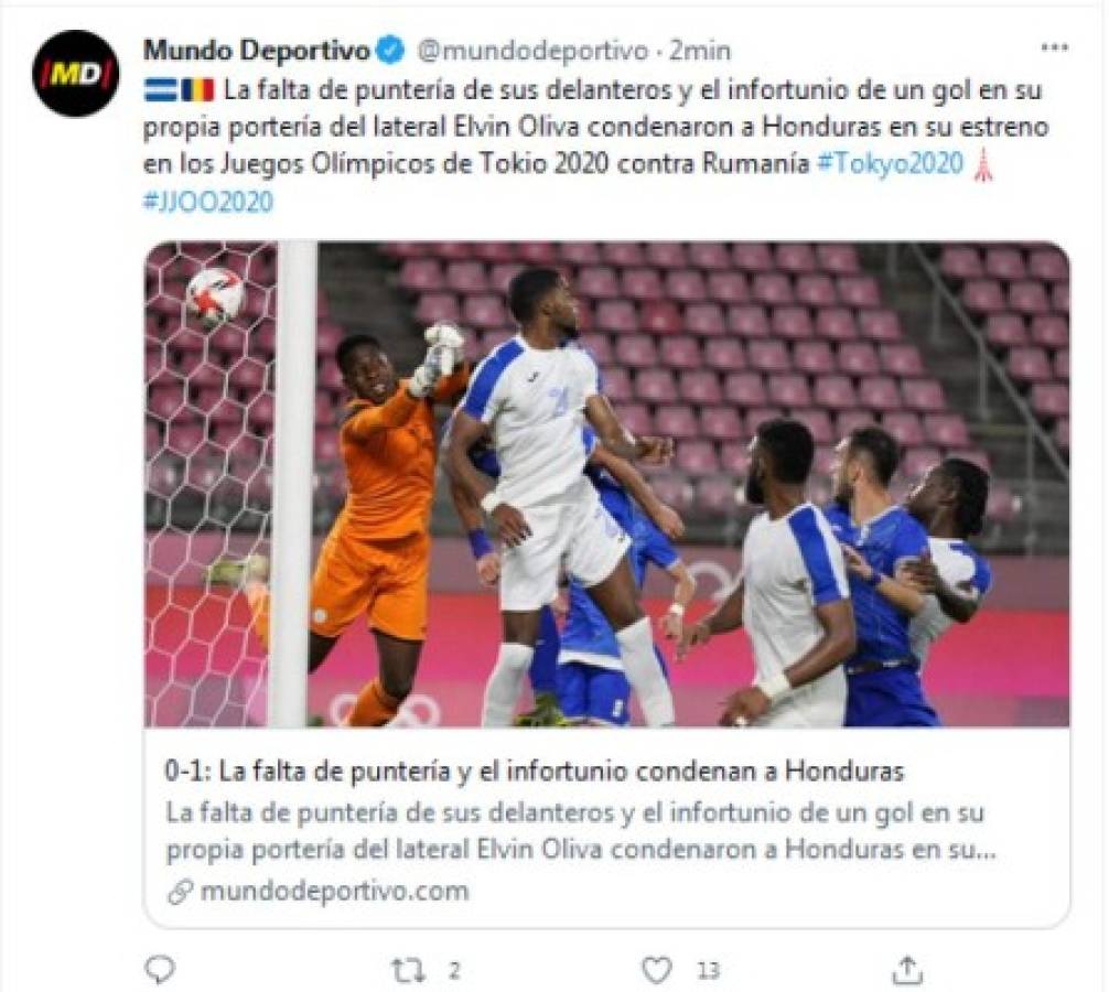 'Falta de puntería e infortunio': Lo que dice la prensa tras la derrota de Honduras ante Rumania