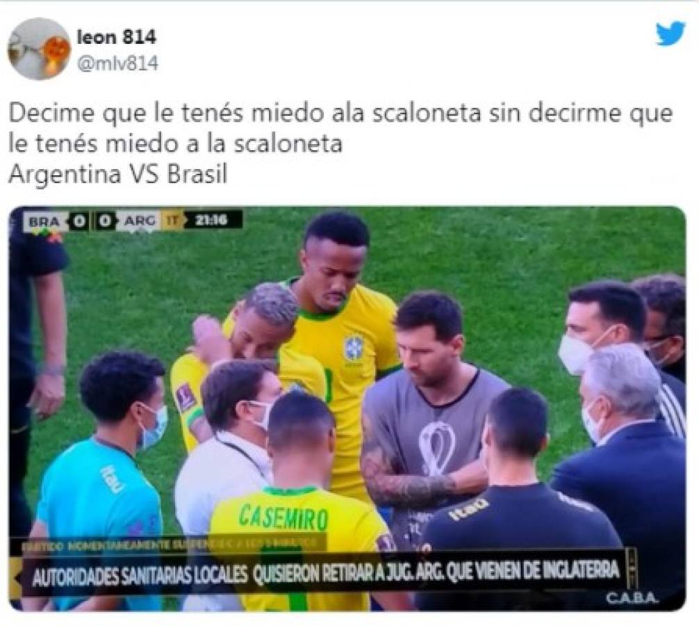 Brasil-Argentina se suspendió y los memes hacen pedazos a Messi, Neymar y Dibu Martínez