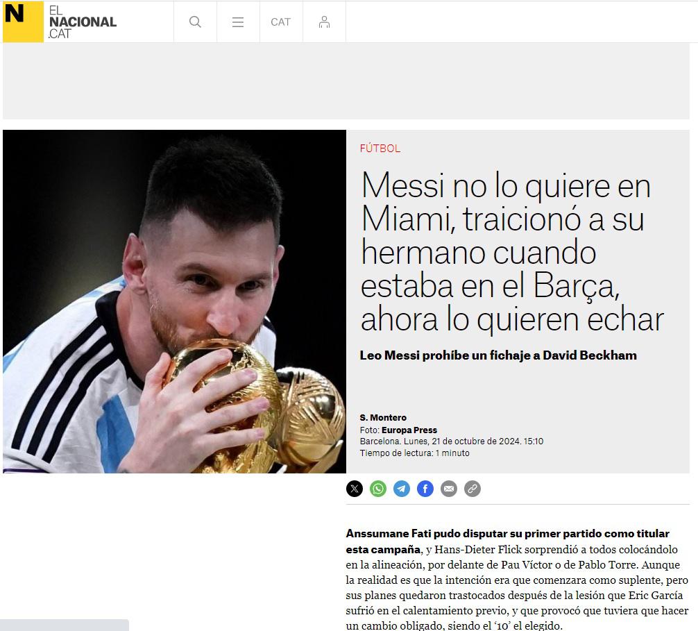 Beckham quiere fichar a jugador del Barcelona para el Inter Miami y esta fue la inesperada respuesta de Messi