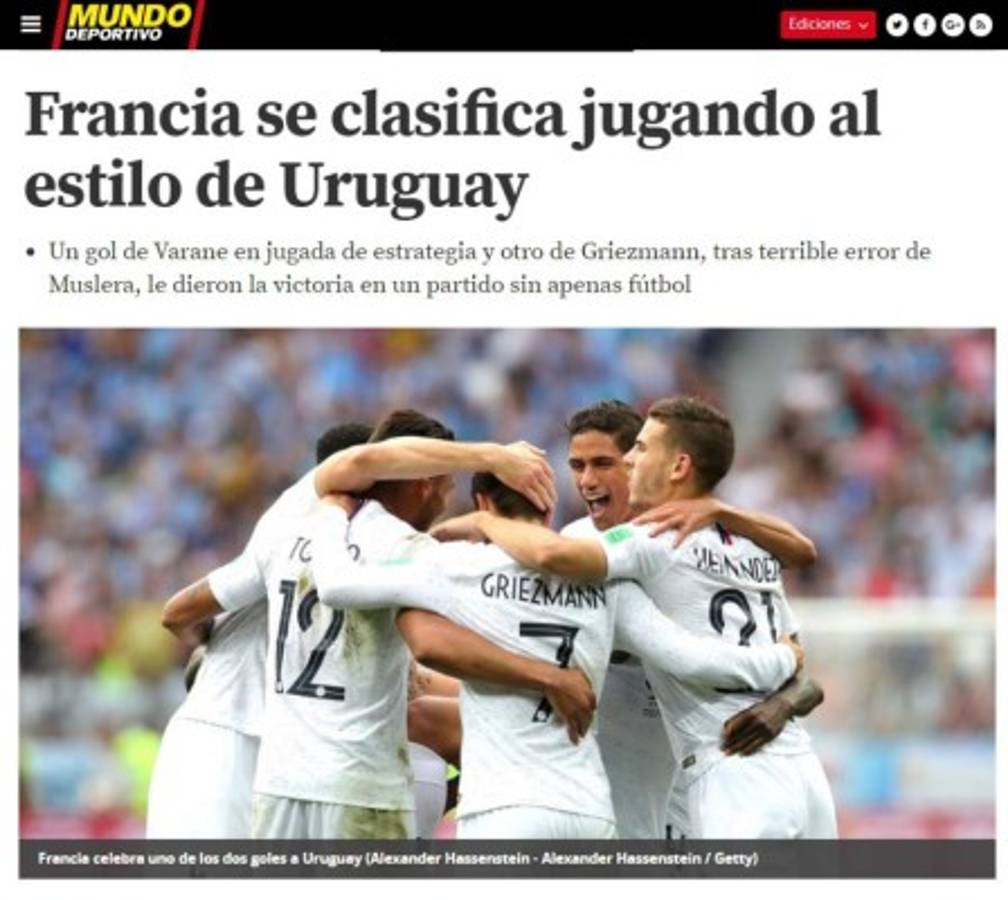 PORTADAS: Medios de Francia optimistas y mucha tristeza en Uruguay