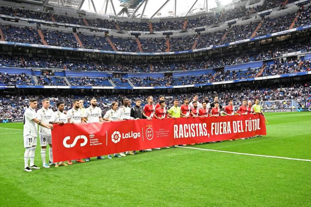 FOTOS: El Real Madrid rinde homenaje a Vinicius, el mensaje contra el racismo y la visita de Florentino Pérez