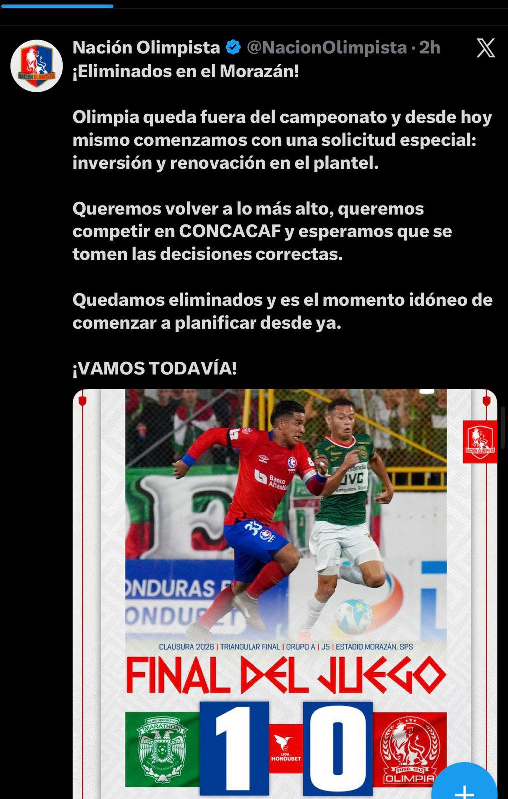 Nada de polémica: prensa reacciona a la eliminación del Olimpia ante Marathón