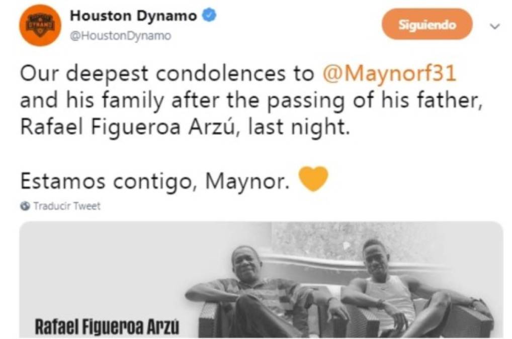 Houston Dynamo y FC Dallas se solidarizan con Maynor Figueroa por fallecimiento de su padre