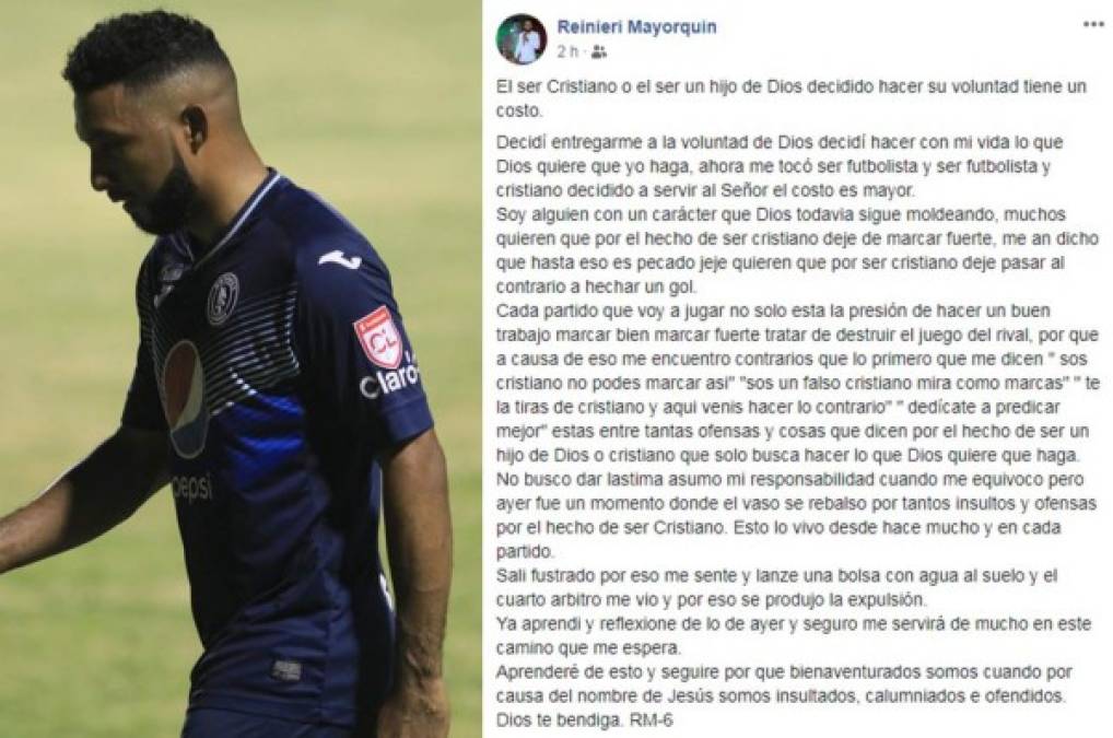 Reinieri Mayorquín y su mensaje como cristiano por tantas amarillas y rojas