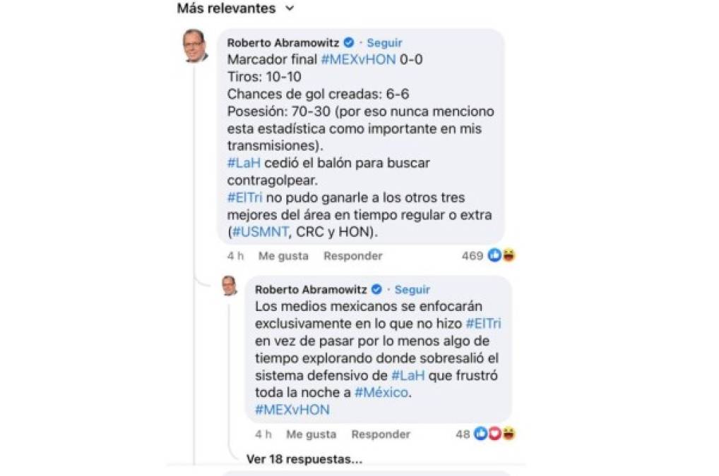 André Marín catalogó el Honduras-México como 'partido molero'; Roberto Abramowitz lo destruye con estadísticas