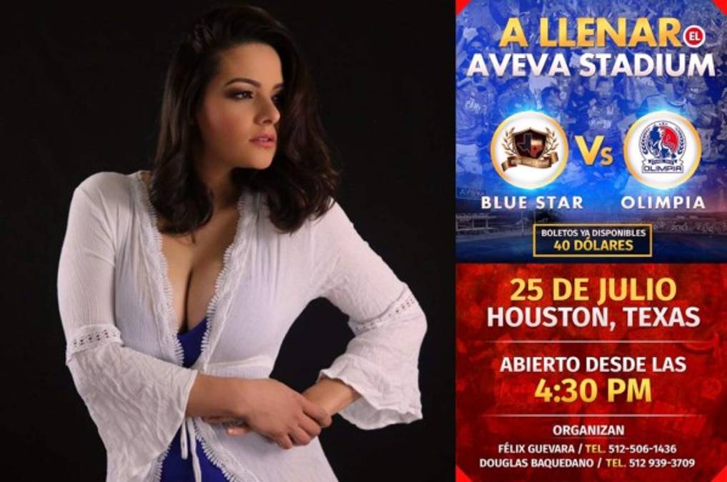 La modelo hondureña Nathalia Casco entregará la copa al Olimpia en su amistoso en Houston