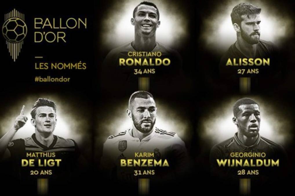Los 30 nominados al Balón de Oro 2019; dos del Real Madrid y cuatro del Barcelona
