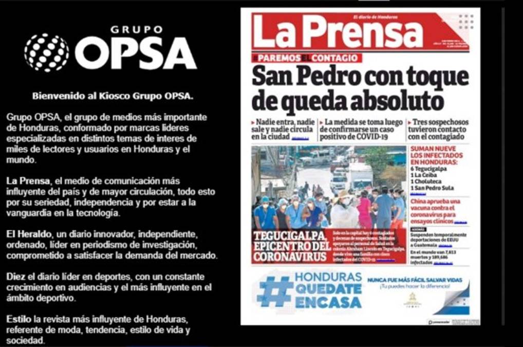 Acceso digital gratuito a la edición impresa de LA PRENSA