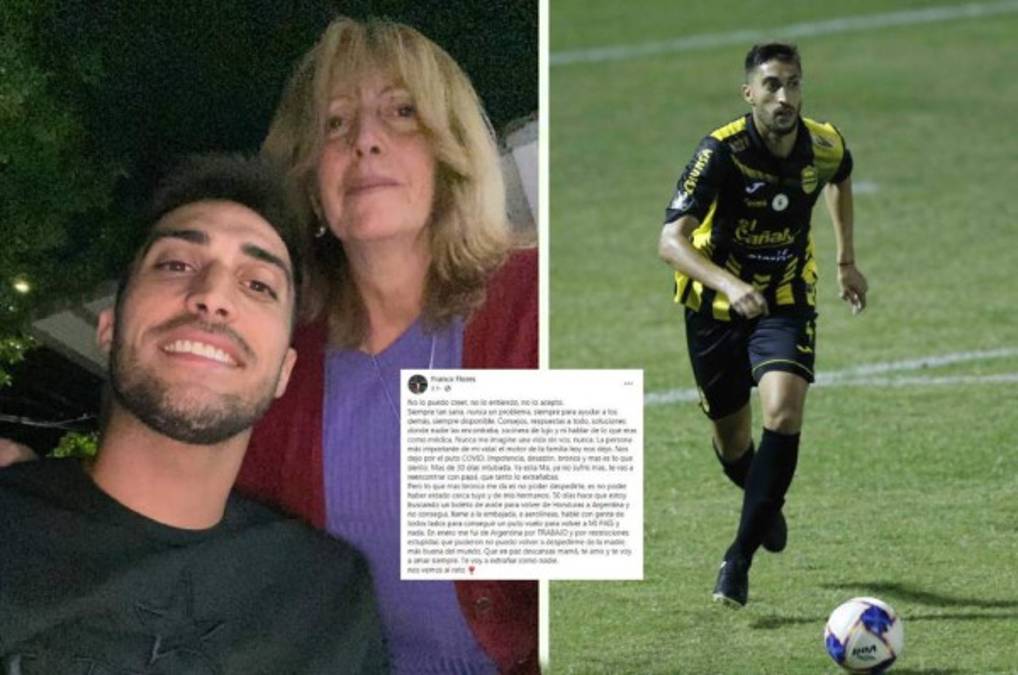 Fallece por covid-19 madre del futbolista argentino Franco Flores: se despidió con desagrrador mensaje