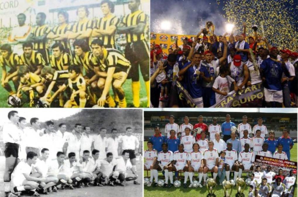 Bicampeonatos, tricampeonatos, tetracampeonatos y pentacampeonatos en la historia de los 93 torneos oficiales en Honduras