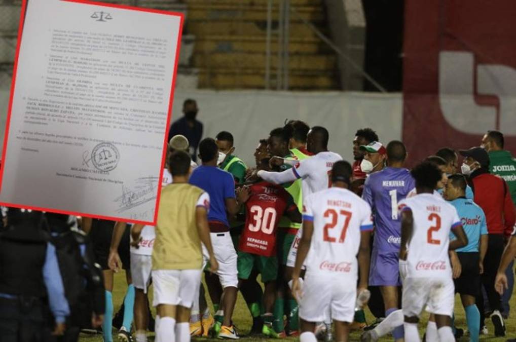 Más de 70 mil lempiras en multas para Olimpia, Marathón y Bengtson por zafarrancho en el Nacional