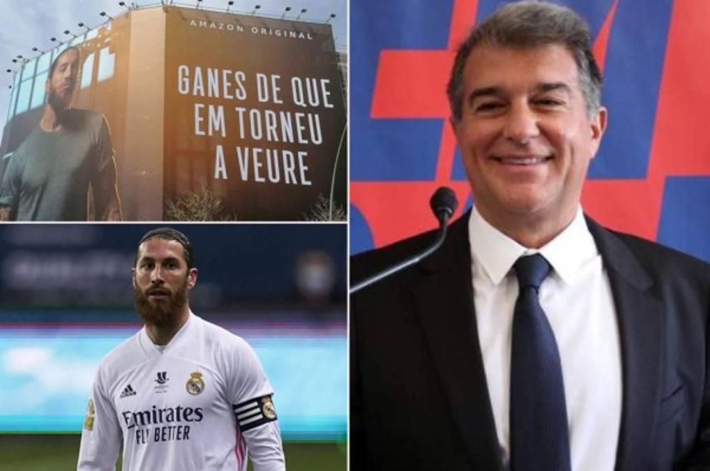 Ramos le responde a Laporta con una enorme pancarta en Barcelona... pero con un error ortográfico