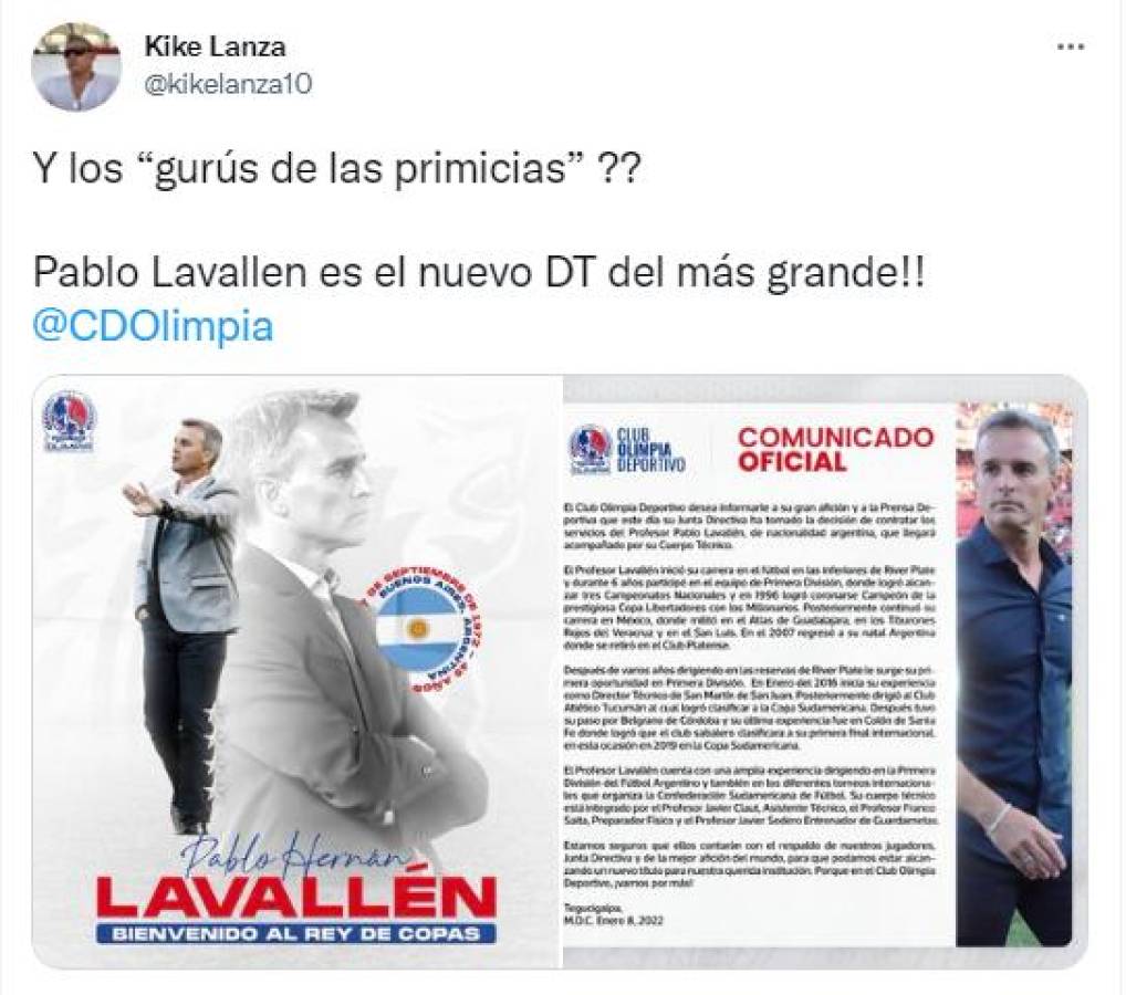 ¿Podrá conseguir el Penta? Así reaccionó la prensa de Honduras e internacional sobre la llegada de Pablo Lavallén a Olimpia