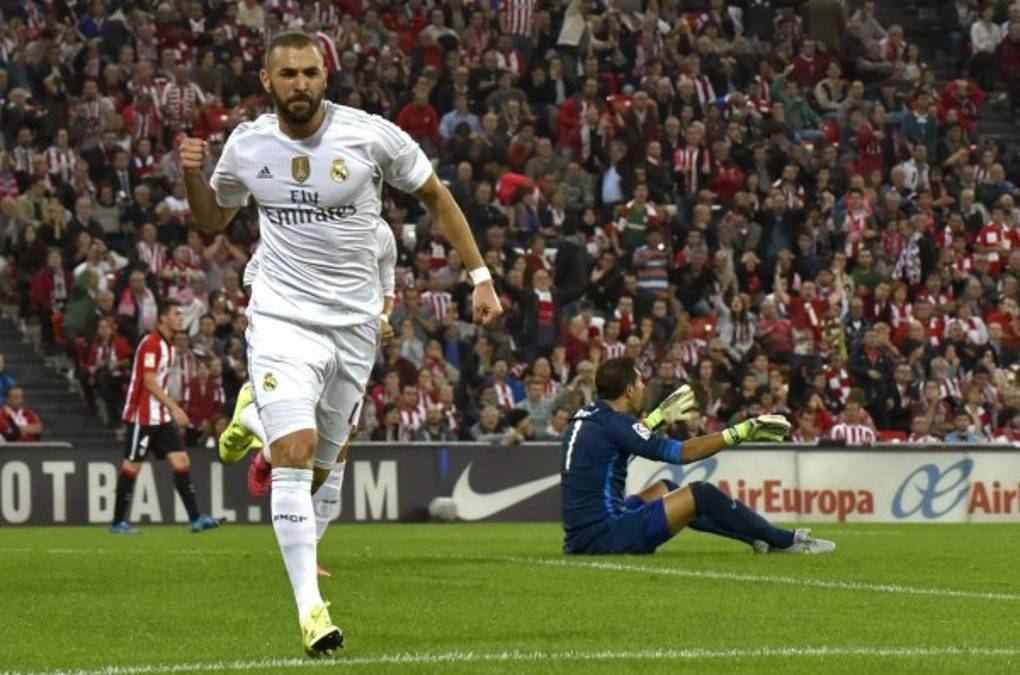 Dos goles de Benzema llevan al Madrid al liderato en España