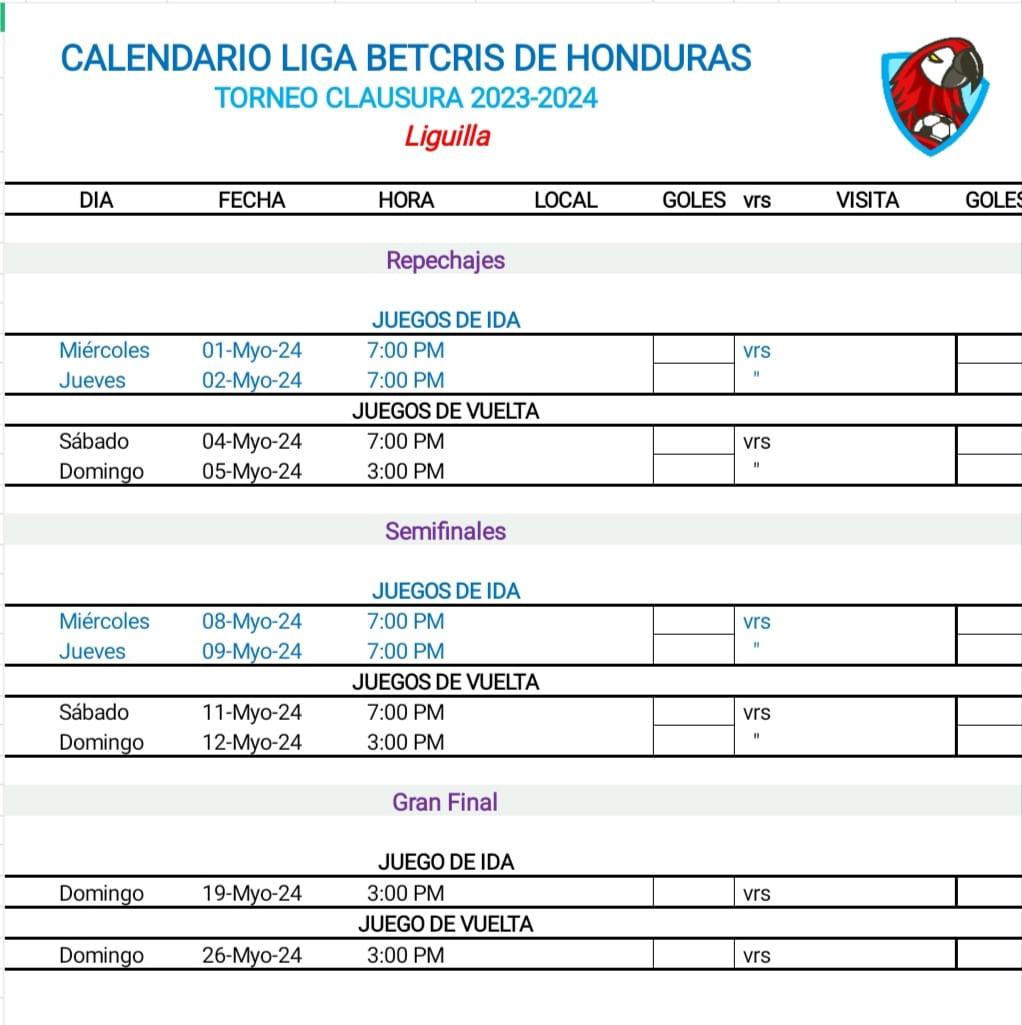 Fechas y horarios de los repechajes, semifinales y gran final.