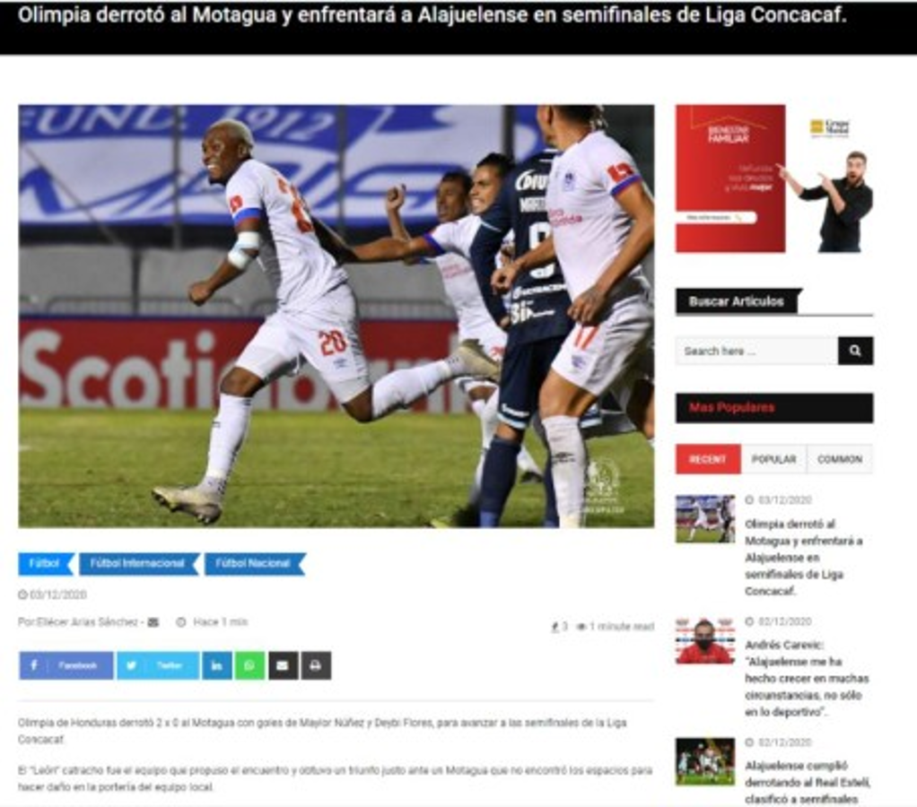 'El León impone autoridad': La prensa internacional sobre la eliminación de Olimpia a Motagua en Liga Concacaf  