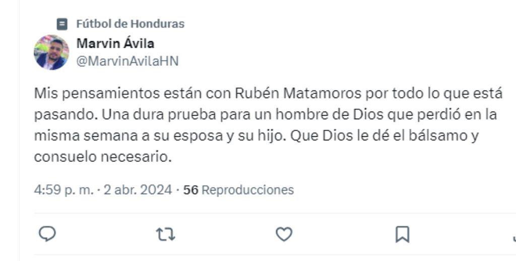 Ruben Matamoros recibe apoyo y solidaridad de la prensa hondureña y club de fútbol tras la muerte de su hijo menor