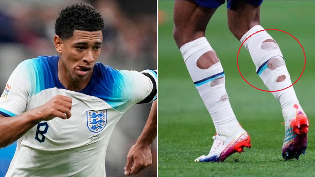 Jude Bellingham impuso la moda de las medias rotas en Qatar 2022.