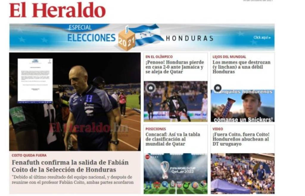 La prensa deportiva reacciona tras el despido de Fabián Coito de la Selección de Honduras