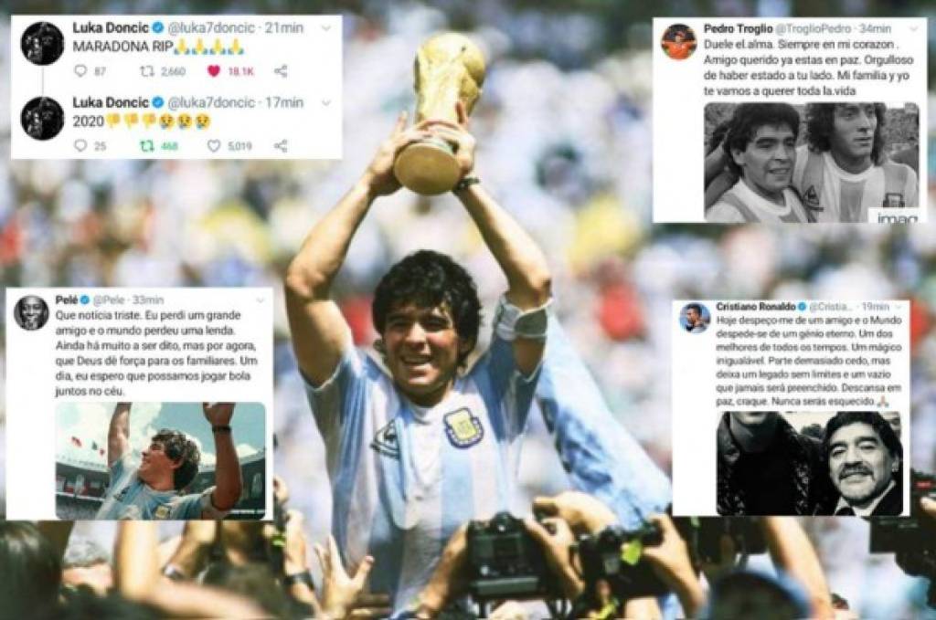 Muerte de Diego Maradona en redes: Cristiano, Messi, Pelé, Troglio y todo el mundo del fútbol llora su adiós