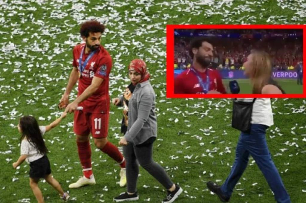 La viral reacción de Salah al creer que una periodista le iba a robar un beso