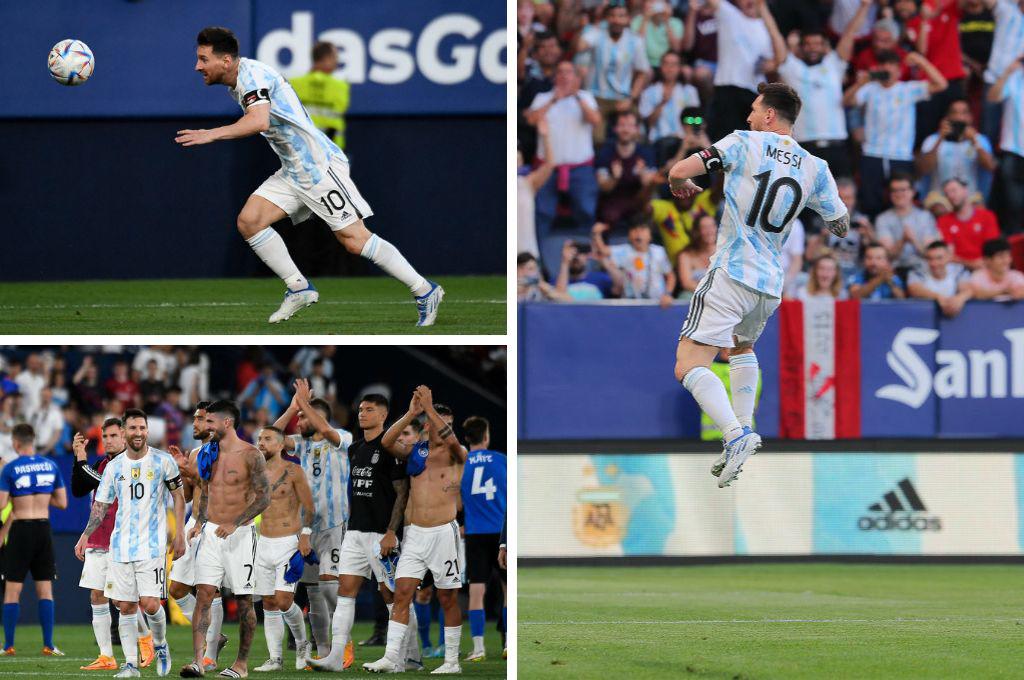 Las imágenes de la presentación estelar de Messi en el Argentina-Estonia: Su récord de cinco goles y alegría total