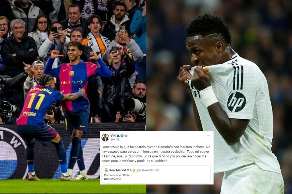 El comunicado de Vinicius tras los insultos racistas contra Lamine Yamal y Raphinha en el clásico en el Bernabéu