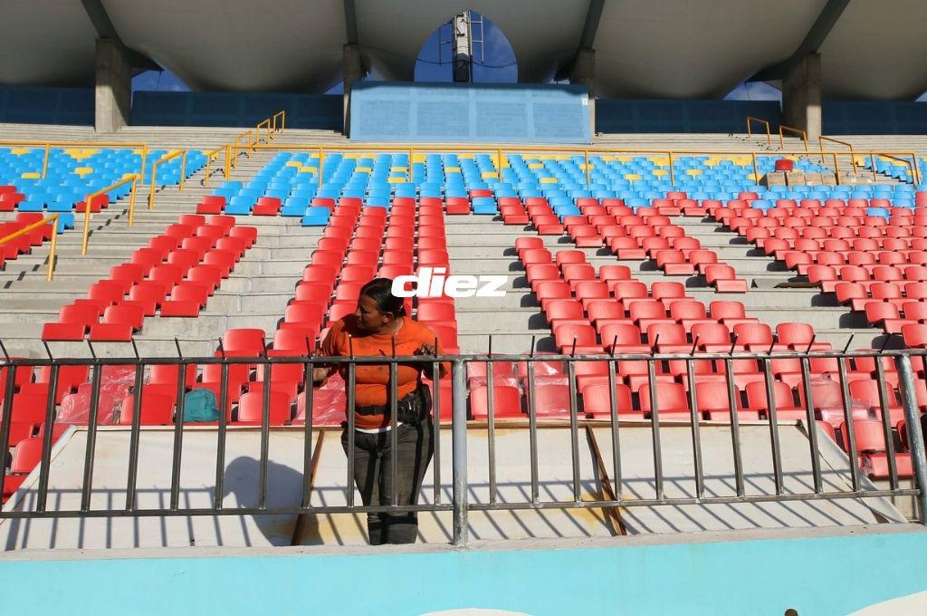 Luce impecable Estadio Nacional previo a la gran final Olimpia-Marathón; así pulen los últimos detalles en su gradería