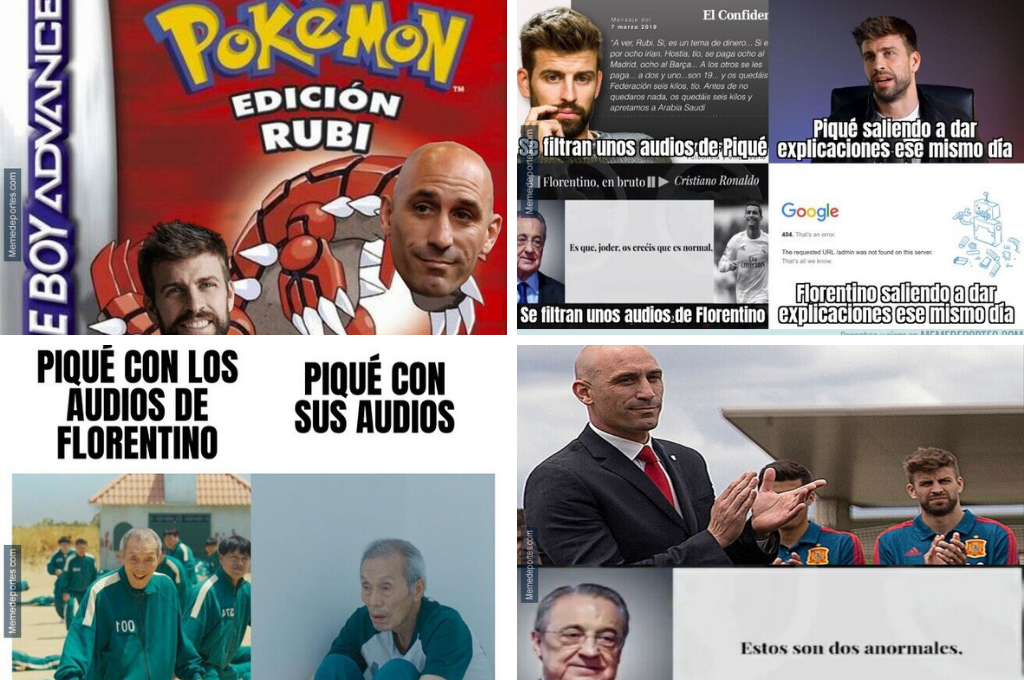 Florentino y Messi son protagonistas: Los jocosos memes que dejó los audios filtrados de Piqué con Rubiales por la Supercopa
