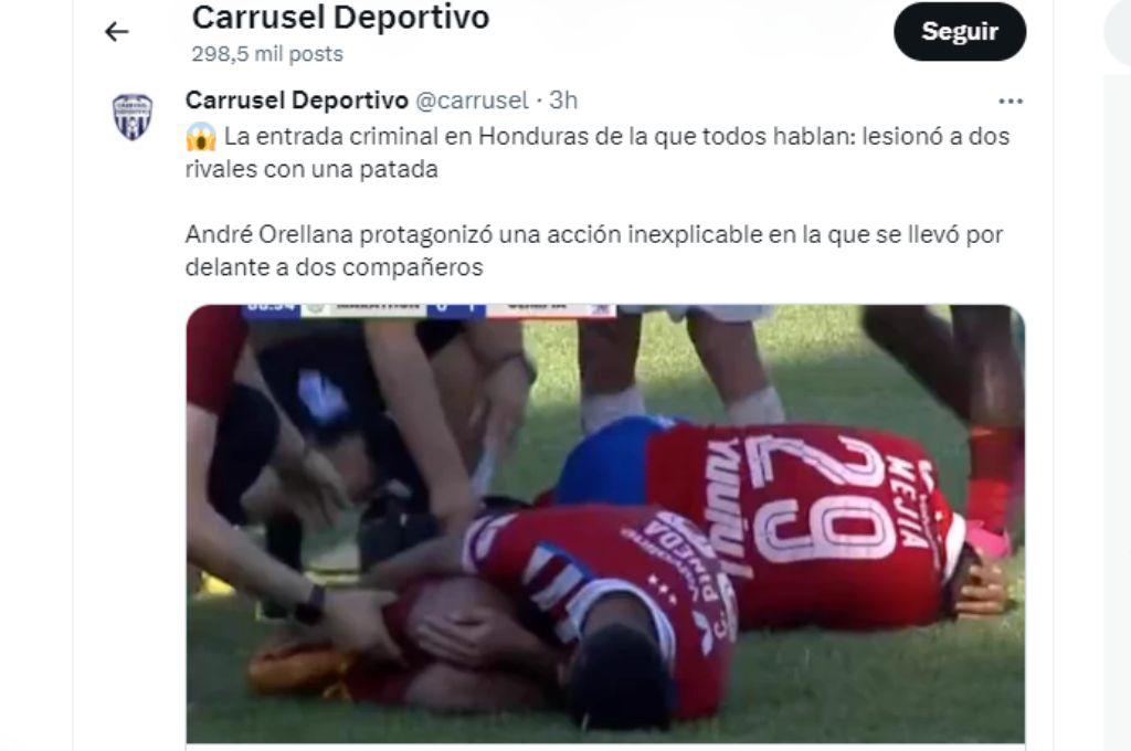 “Tremenda patada voladora”: Prensa internacional destaca la brutal entrada de André Orellana en el clásico Marathón vs Olimpia