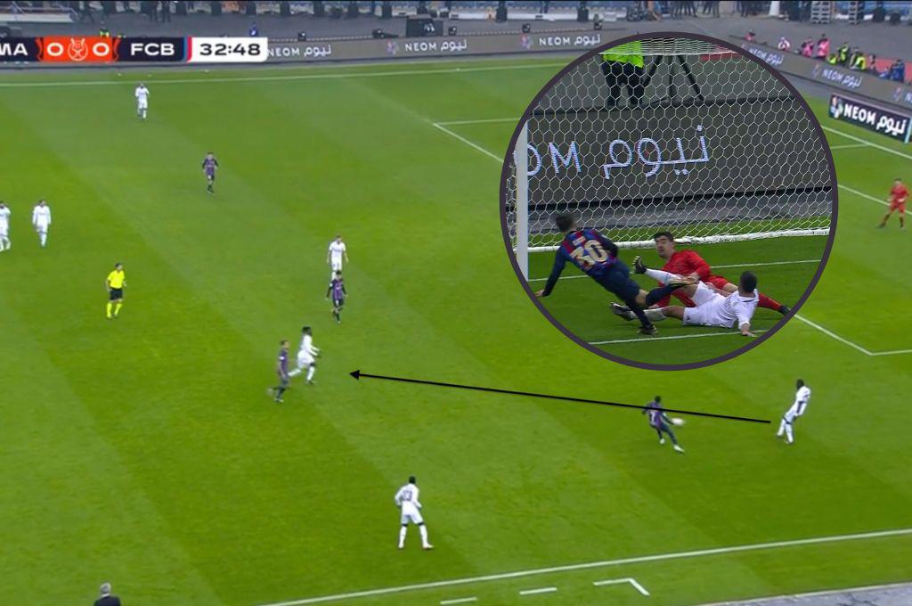 Error de Rudiger en la salida y enorme pase de Lewandowski: Así fue golazo de Gavi en la Supercopa de España