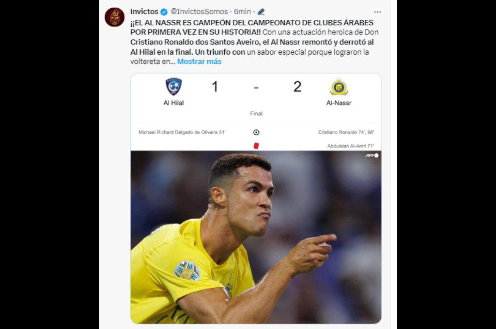 “El hombre de los retos”, “CR7 remontó solo la final”: la prensa se rinde ante Cristiano Ronaldo tras ganar la Champions Árabe