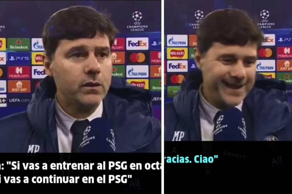 La reacción de Pochettino tras ser consultado sobre si dejará el PSG para dirigir al United: sonrisa y adiós