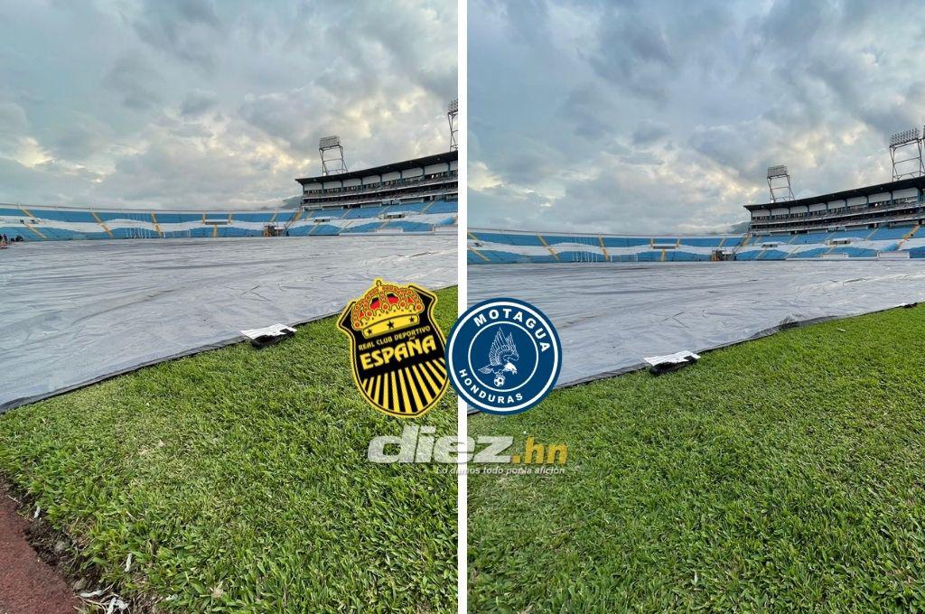 Cubren el Olímpico con una lona: ¿Cómo estará el clima en San Pedro Sula a la hora de la final entre Real España y Motagua?