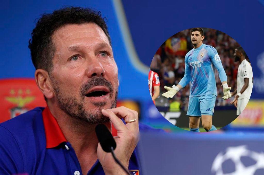 Simeone dispara y sigue pidiendo sanción para Courtois por provocar en el derbi entre Atlético y Real Madrid