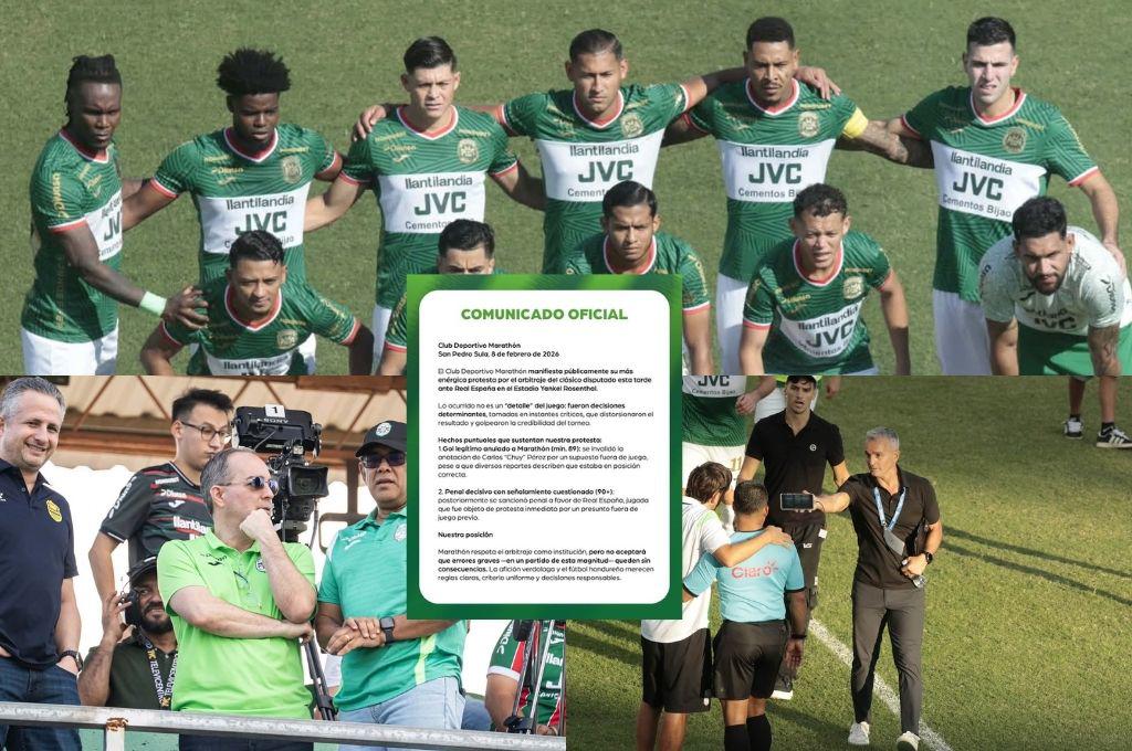 Marathón lanza comunicado y señala los errores arbitrales en el triunfo del Real España: Que se realice una revisión inmediata