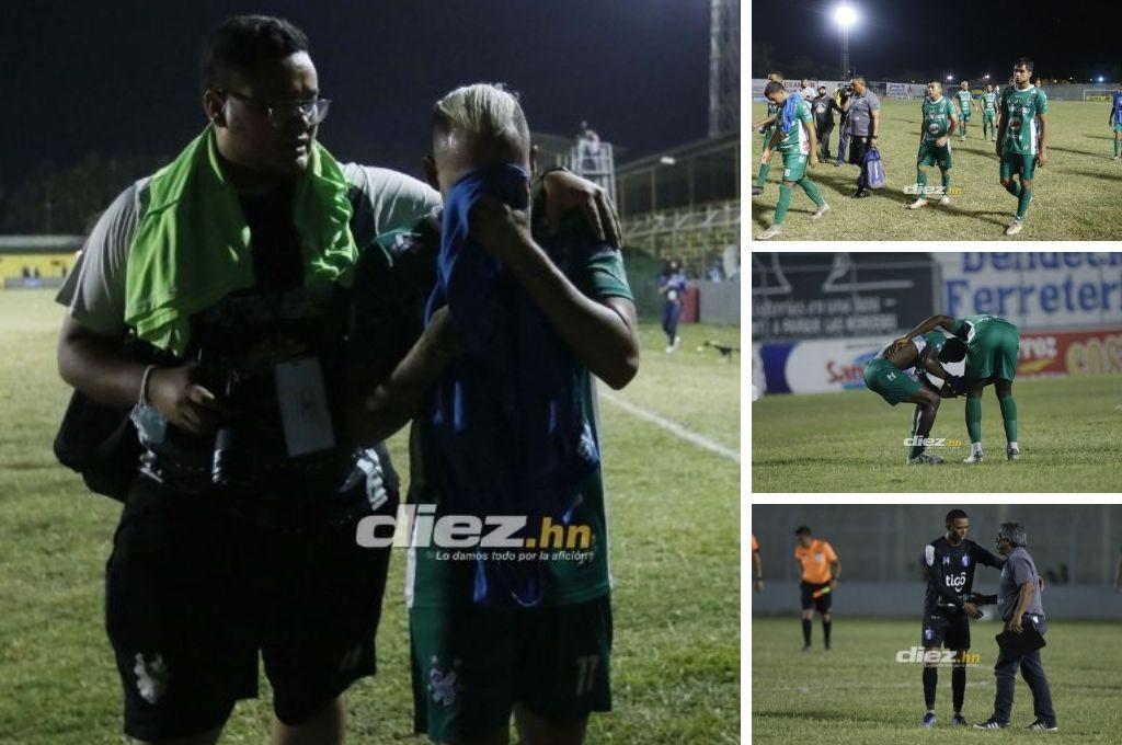 ¡Futbolistas destrozados! Las tristes imágenes del último partido de Platense en primera división en Honduras