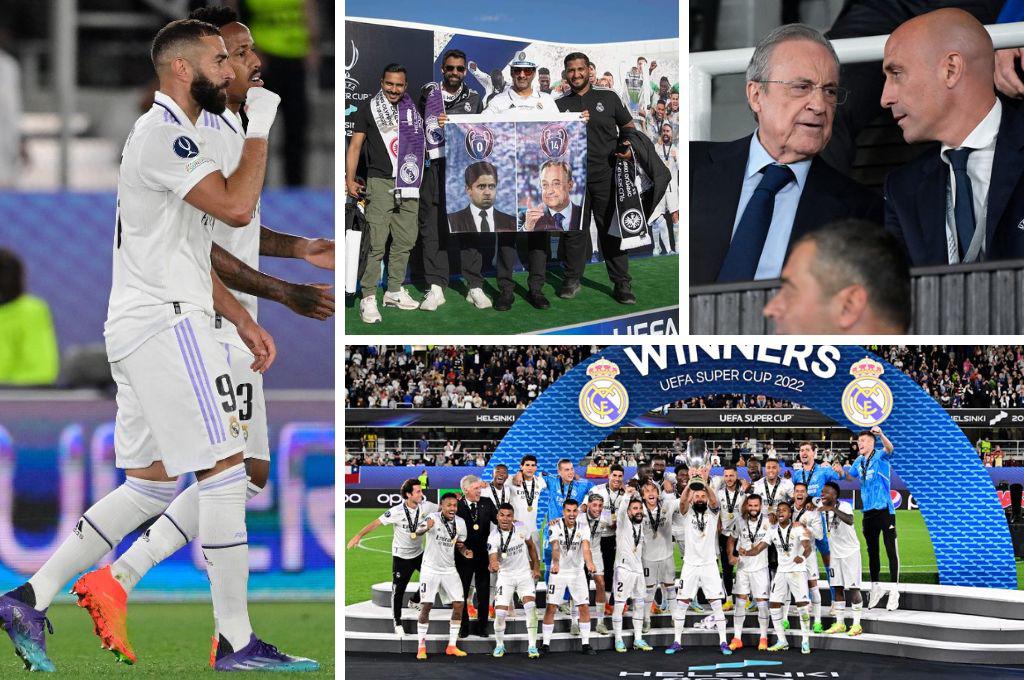 NO SE VIO EN TV del Real Madrid campeón de la Supercopa: Ancelotti lo sentencia y dura pancarta contra Barcelona; no se olvidan de Mbappé