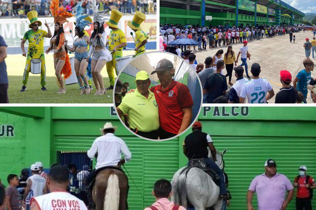 Olimpia causa locura en Olancho: Pedro Troglio se deja querer por la afición, bellas modelos de la batucada y caballos de raza