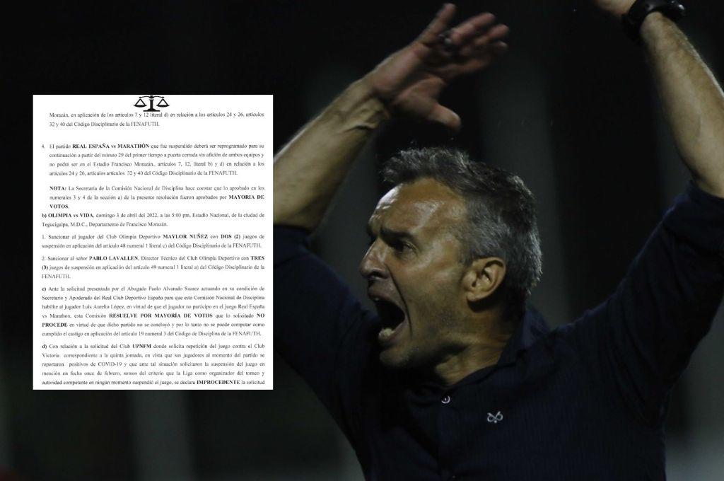 Fuerte castigo de la Comisión Nacional de Disciplina para Pablo Lavallén, entrenador del Olimpia