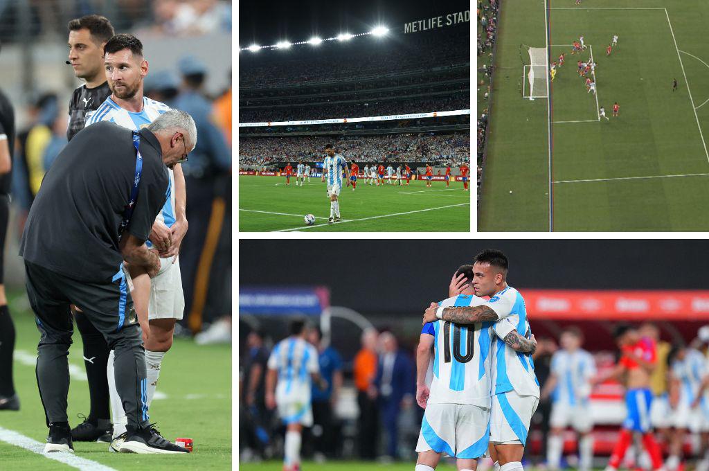 La polémica imagen del VAR en gol de Argentina ante Chile, la bronca de Messi con el árbitro y los masajes que ocupó