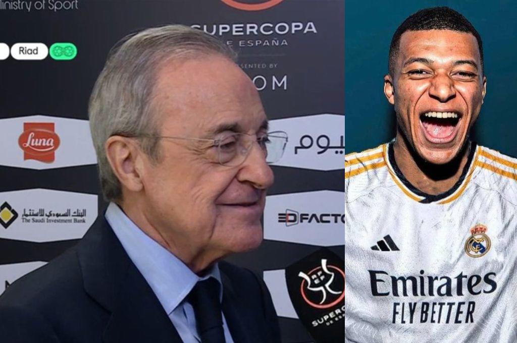 Florentino Pérez le manda un mensaje a Mbappé tras ganar la Supercopa de España con el Real Madrid ante el Barcelona