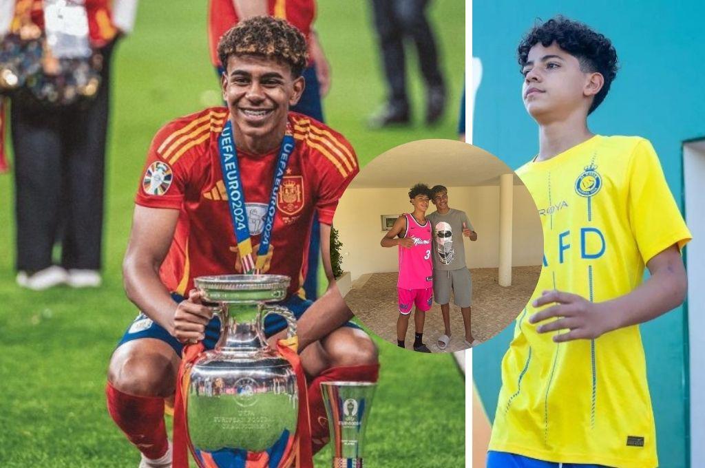 Cristiano Ronaldo Jr y Lamine Yamal, las fotos inesperadas de ambos jugando y de vacaciones; comparan su físico y es viral