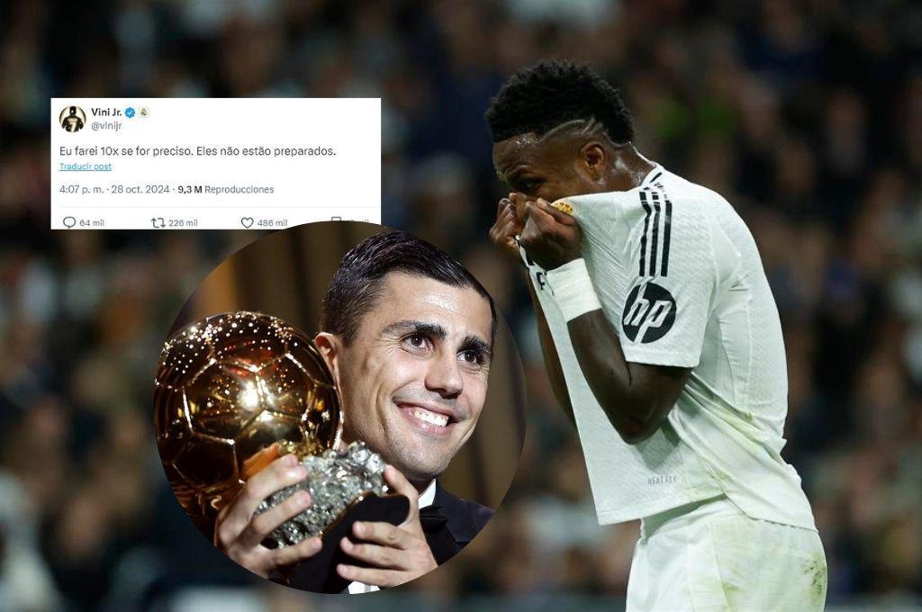 Vinicius y su mensaje en redes sociales tras conocer que Rodri fue el ganador del Balón de Oro 2024