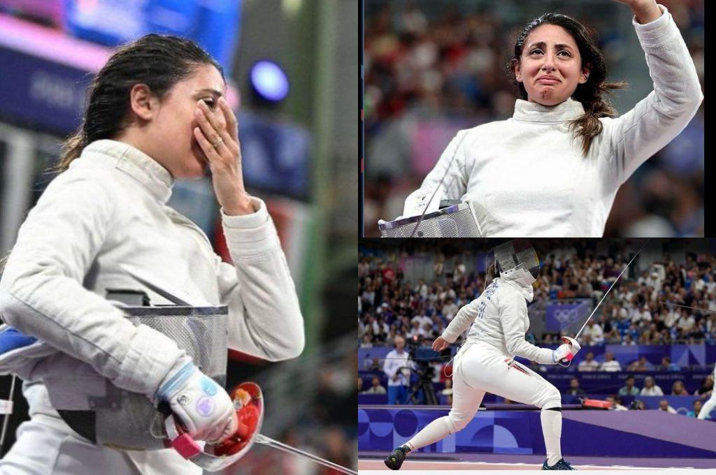 Esgrimista egipcia en París 2024, compite embarazada de siete meses: “¿no es trampa luchar dos contra uno?”