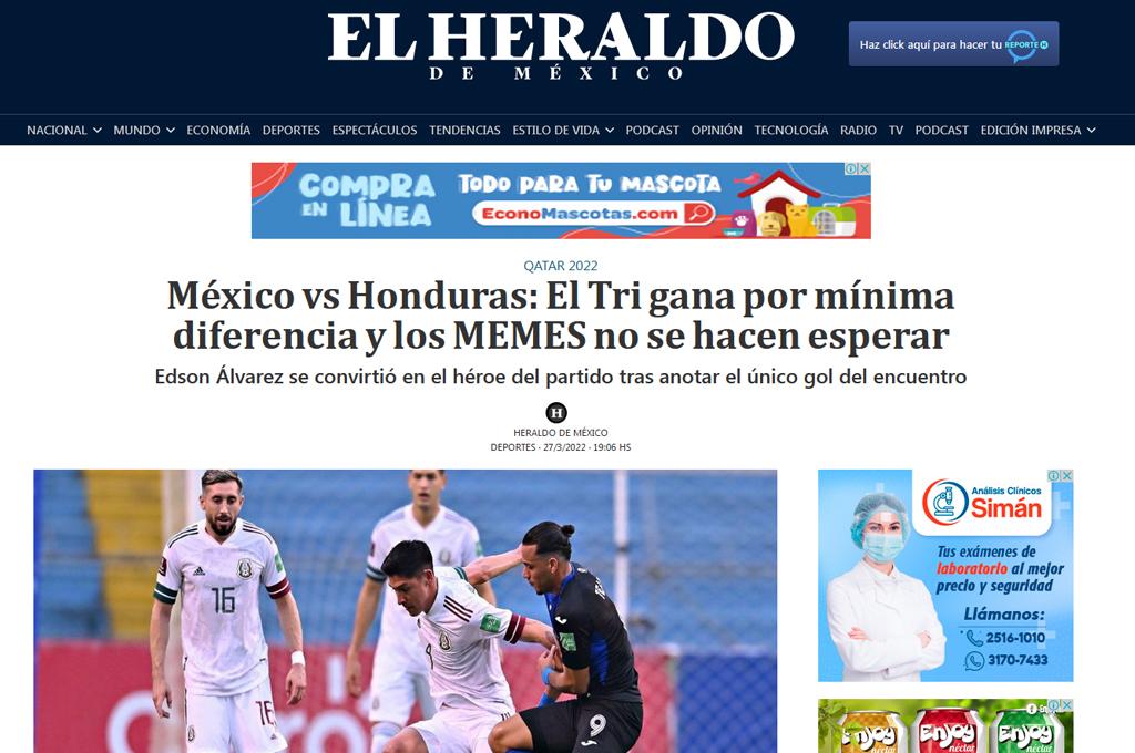 México venció a Honduras, pero la prensa azteca critica a la selección porque el gane fue “sufriendo” y “a medias”