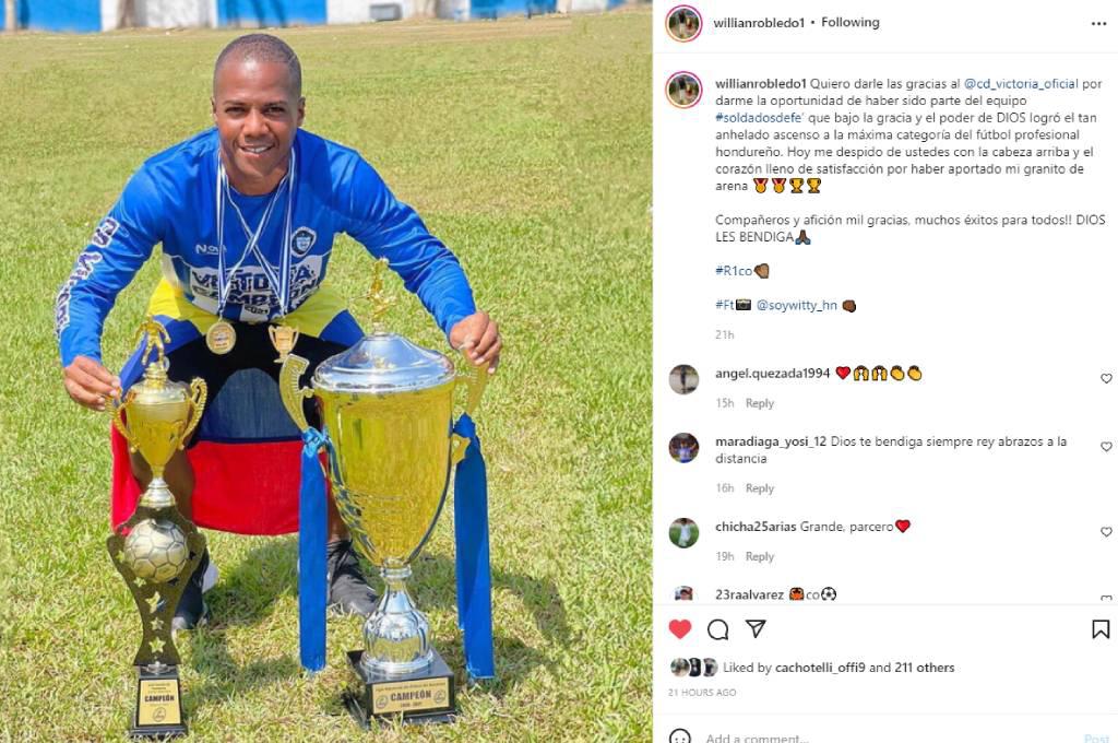 Guardameta colombiano Willian Robledo oficializa su salida del Victoria: “Me despido de ustedes con la cabeza arriba”