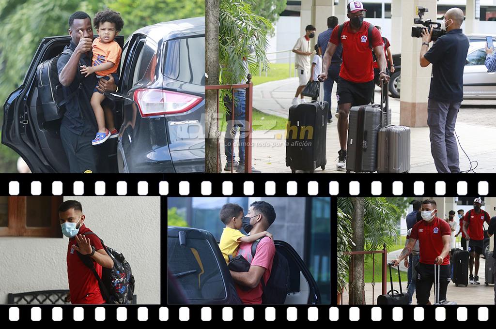 ¡Ambientazo! Lleno de maletas llegó Olimpia a San Pedro Sula y Real España se concentró y sus jugadores llegaron con sus hijos
